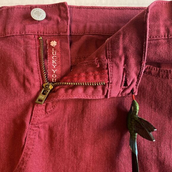 Lucky Brand Skirt Womens 8 29 Red Blossom Mini Denim A Line Stretch Zip Cut Off - Picture 5 of 10